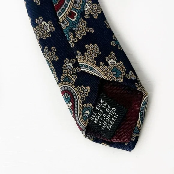 Dior Navy and Burgundy Paisley Tie - Picture 3 of 7